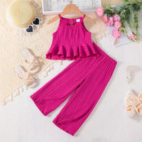 Load image into Gallery viewer, 2 Pieces Set Kid Girls Solid Color Tank Tops And Pants Wholesale 240701157
