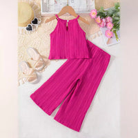 Load image into Gallery viewer, 2 Pieces Set Kid Girls Solid Color Tank Tops And Pants Wholesale 240701157
