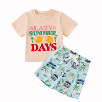 Load image into Gallery viewer, 2 Pieces Set Baby Kid Boys Letters Tops And Car Shorts Wholesale 240701161
