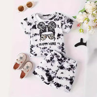 Load image into Gallery viewer, 2 Pieces Set Baby Kid Girls Cartoon Print Tops And Shorts Wholesale 240701168
