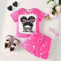 Load image into Gallery viewer, 2 Pieces Set Baby Kid Girls Cartoon Print Tops And Shorts Wholesale 240701168
