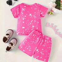 Load image into Gallery viewer, 2 Pieces Set Baby Kid Girls Cartoon Print Tops And Shorts Wholesale 240701168
