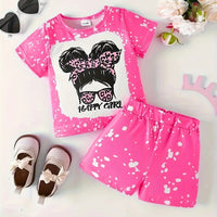 Load image into Gallery viewer, 2 Pieces Set Baby Kid Girls Cartoon Print Tops And Shorts Wholesale 240701168
