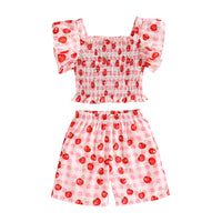 Load image into Gallery viewer, 2 Pieces Set Kid Girls Fruit Print Tops Shorts And Wholesale 240701169
