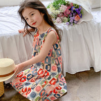 Load image into Gallery viewer, Kid Girls Expression Print Dresses Wholesale 240701172
