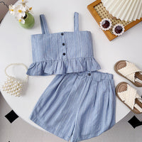 Load image into Gallery viewer, 2 Pieces Set Kid Girls Solid Color Tank Tops And Shorts Wholesale 240701174
