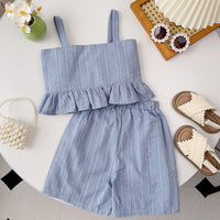 Load image into Gallery viewer, 2 Pieces Set Kid Girls Solid Color Tank Tops And Shorts Wholesale 240701174
