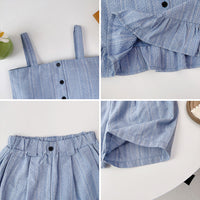 Load image into Gallery viewer, 2 Pieces Set Kid Girls Solid Color Tank Tops And Shorts Wholesale 240701174
