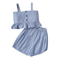 Load image into Gallery viewer, 2 Pieces Set Kid Girls Solid Color Tank Tops And Shorts Wholesale 240701174
