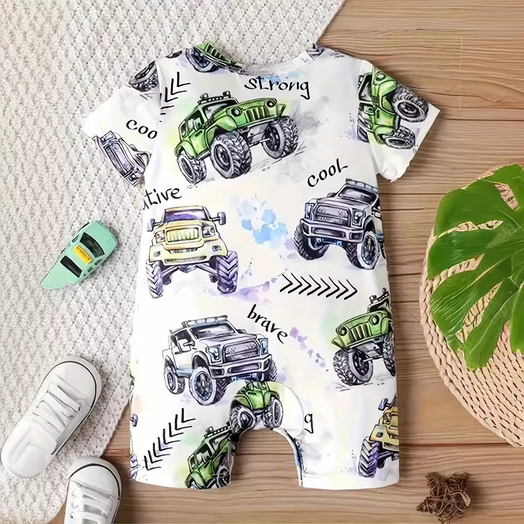 Baby Kid Boys Car Print Rompers Wholesale 240701176