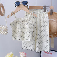 Load image into Gallery viewer, 2 Pieces Set Kid Girls Polka dots Tank Tops And Pants Wholesale 240701179
