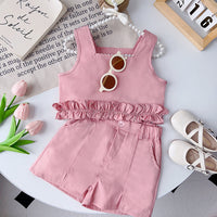 Load image into Gallery viewer, 2 Pieces Set Kid Girls Solid Color Tank Tops And Shorts Wholesale 240701181
