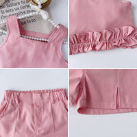 Load image into Gallery viewer, 2 Pieces Set Kid Girls Solid Color Tank Tops And Shorts Wholesale 240701181
