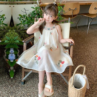 Load image into Gallery viewer, Baby Kid Girls Flower Embroidered Dresses Wholesale 240701185
