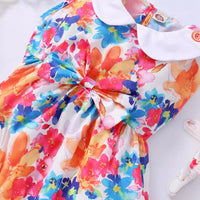 Load image into Gallery viewer, Baby Kid Girls Color-blocking Flower Bow Dresses Wholesale 240701186
