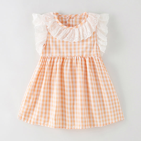 Baby Kid Girls Checked Dresses Wholesale 24070119