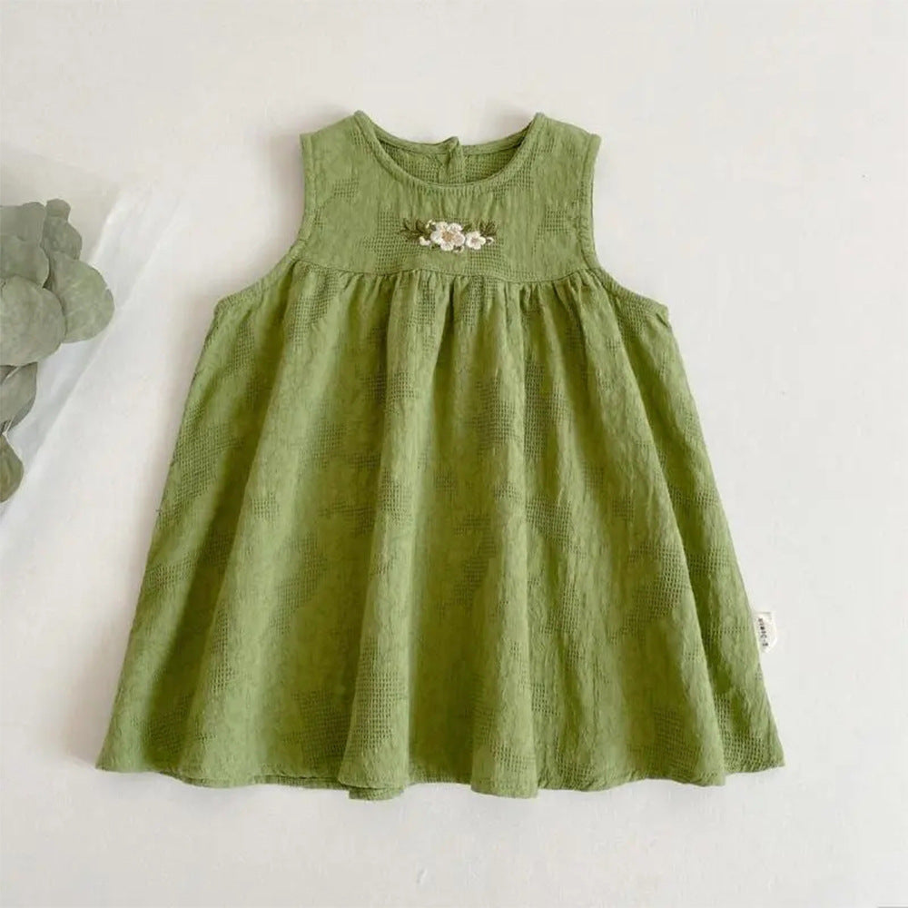 Baby Kid Girls Flower Embroidered Dresses Wholesale 24070122