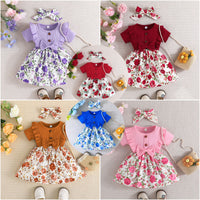 Load image into Gallery viewer, Baby Girls Flower Bow Dresses Wholesale 24070127
