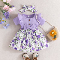 Load image into Gallery viewer, Baby Girls Flower Bow Dresses Wholesale 24070127
