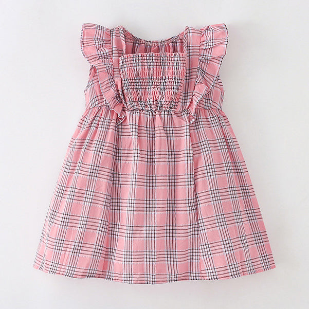 Baby Kid Girls Checked Dresses Wholesale 24070134