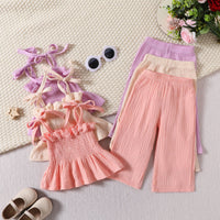 Load image into Gallery viewer, 2 Pieces Set Baby Kid Girls Solid Color Tank Tops And Pants Wholesale 24070138
