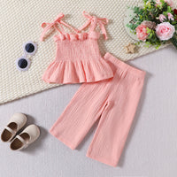Load image into Gallery viewer, 2 Pieces Set Baby Kid Girls Solid Color Tank Tops And Pants Wholesale 24070138
