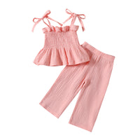 Load image into Gallery viewer, 2 Pieces Set Baby Kid Girls Solid Color Tank Tops And Pants Wholesale 24070138
