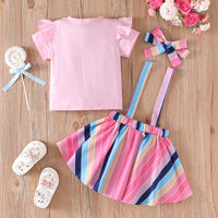 Load image into Gallery viewer, 2 Pieces Set Baby Kid Girls Letters Rainbow Tops And Color-blocking Skirts Wholesale 24070143
