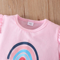 Load image into Gallery viewer, 2 Pieces Set Baby Kid Girls Letters Rainbow Tops And Color-blocking Skirts Wholesale 24070143
