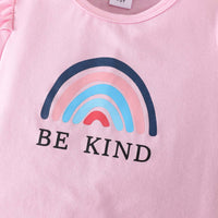 Load image into Gallery viewer, 2 Pieces Set Baby Kid Girls Letters Rainbow Tops And Color-blocking Skirts Wholesale 24070143
