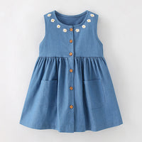 Load image into Gallery viewer, Baby Kid Girls Flower Embroidered Dresses Wholesale 24070169
