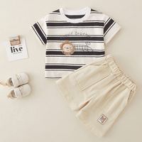 Load image into Gallery viewer, 2 Pieces Set Baby Kid Boys Striped Tops And Solid Color Shorts Wholesale 24070172
