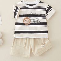 Load image into Gallery viewer, 2 Pieces Set Baby Kid Boys Striped Tops And Solid Color Shorts Wholesale 24070172
