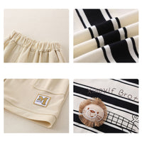 Load image into Gallery viewer, 2 Pieces Set Baby Kid Boys Striped Tops And Solid Color Shorts Wholesale 24070172
