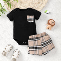 Load image into Gallery viewer, 2 Pieces Set Baby Boys Checked Tops And Shorts Wholesale 24070181
