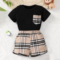Load image into Gallery viewer, 2 Pieces Set Baby Boys Checked Tops And Shorts Wholesale 24070181
