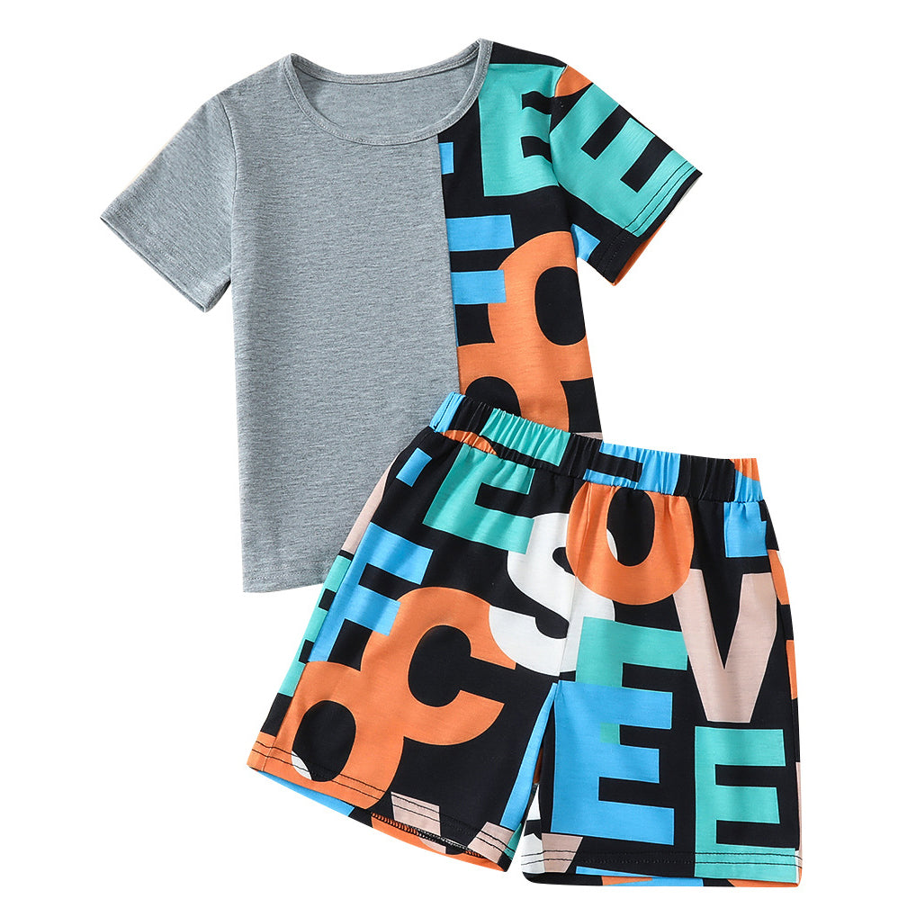 2 Pieces Set Kid Boys Letters Tops And Shorts Wholesale 24070187