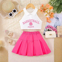 Load image into Gallery viewer, 2 Pieces Set Kid Girls Letters Tank Tops And Solid Color Skirts Wholesale 24070189
