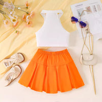Load image into Gallery viewer, 2 Pieces Set Kid Girls Letters Tank Tops And Solid Color Skirts Wholesale 24070189
