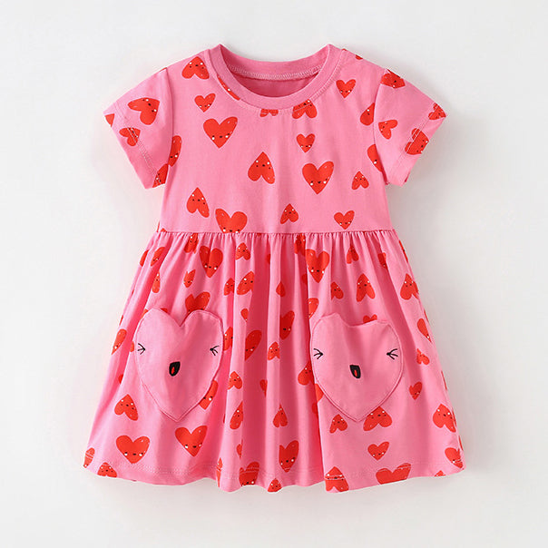 Baby Kid Girls Love heart Print Dresses Wholesale 24070196