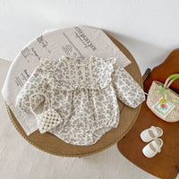 Load image into Gallery viewer, Baby Girls Flower Print Rompers Wholesale 240802104
