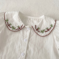 Load image into Gallery viewer, 2 Pieces Set Baby Kid Girls Flower Embroidered Tops And Solid Color Shorts Wholesale 240802111
