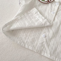 Load image into Gallery viewer, 2 Pieces Set Baby Kid Girls Flower Embroidered Tops And Solid Color Shorts Wholesale 240802111
