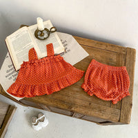 Load image into Gallery viewer, 2 Pieces Set Baby Kid Girls Polka dots Tank Tops And Shorts Wholesale 240802134
