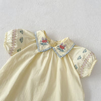 Load image into Gallery viewer, 2 Pieces Set Baby Kid Girls Flower Embroidered Tops And Shorts Wholesale 240802135
