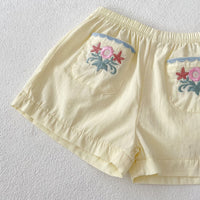 Load image into Gallery viewer, 2 Pieces Set Baby Kid Girls Flower Embroidered Tops And Shorts Wholesale 240802135
