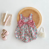 Load image into Gallery viewer, Baby Girls Flower Bow Print Rompers Wholesale 240802144
