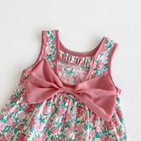 Load image into Gallery viewer, Baby Girls Flower Bow Print Rompers Wholesale 240802144
