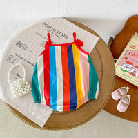 Load image into Gallery viewer, Baby Girls Striped Color-blocking Rompers Wholesale 240802145
