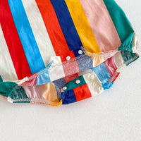 Load image into Gallery viewer, Baby Girls Striped Color-blocking Rompers Wholesale 240802145
